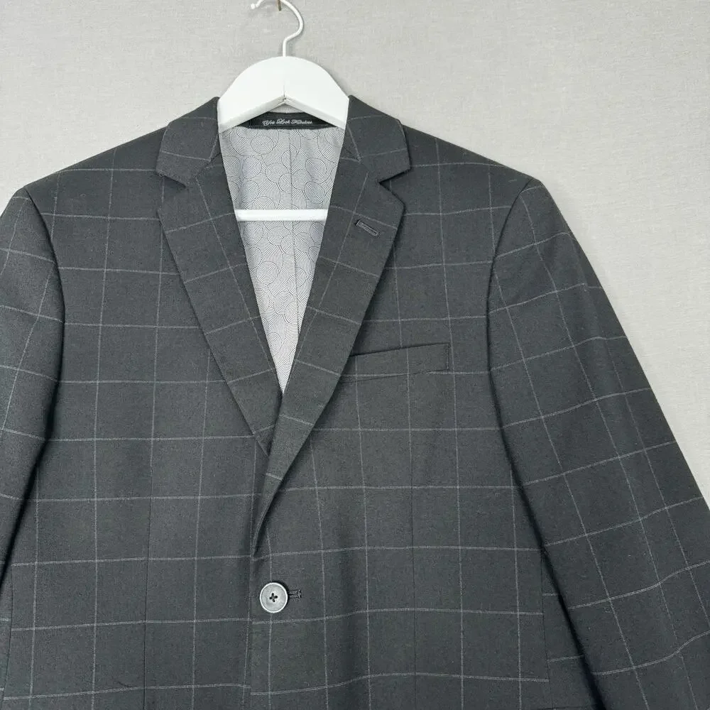 Nick Graham Mens Blazer 38S Black Windowpane New York Cut Modern Fit Sport‎ Coat